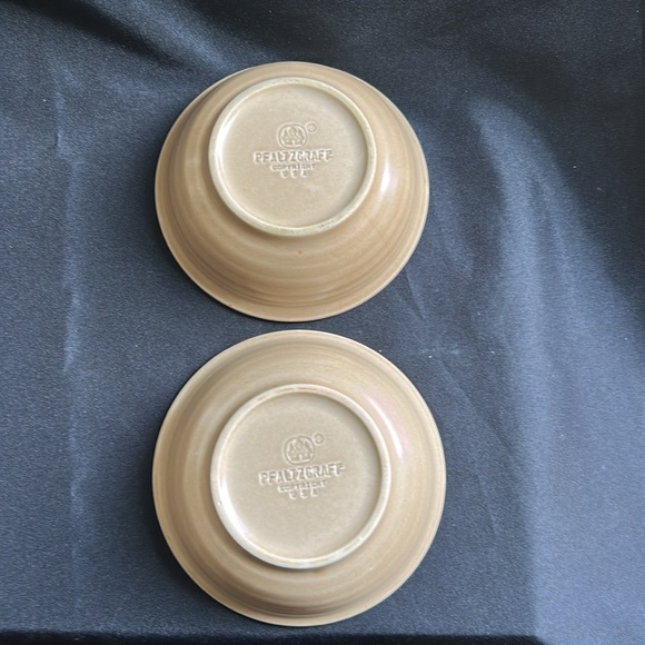 Pfaltzgraff  EUC Cereal Blue and brown Folk Art Vintage pair small ceramic bowls - Picture 6 of 13